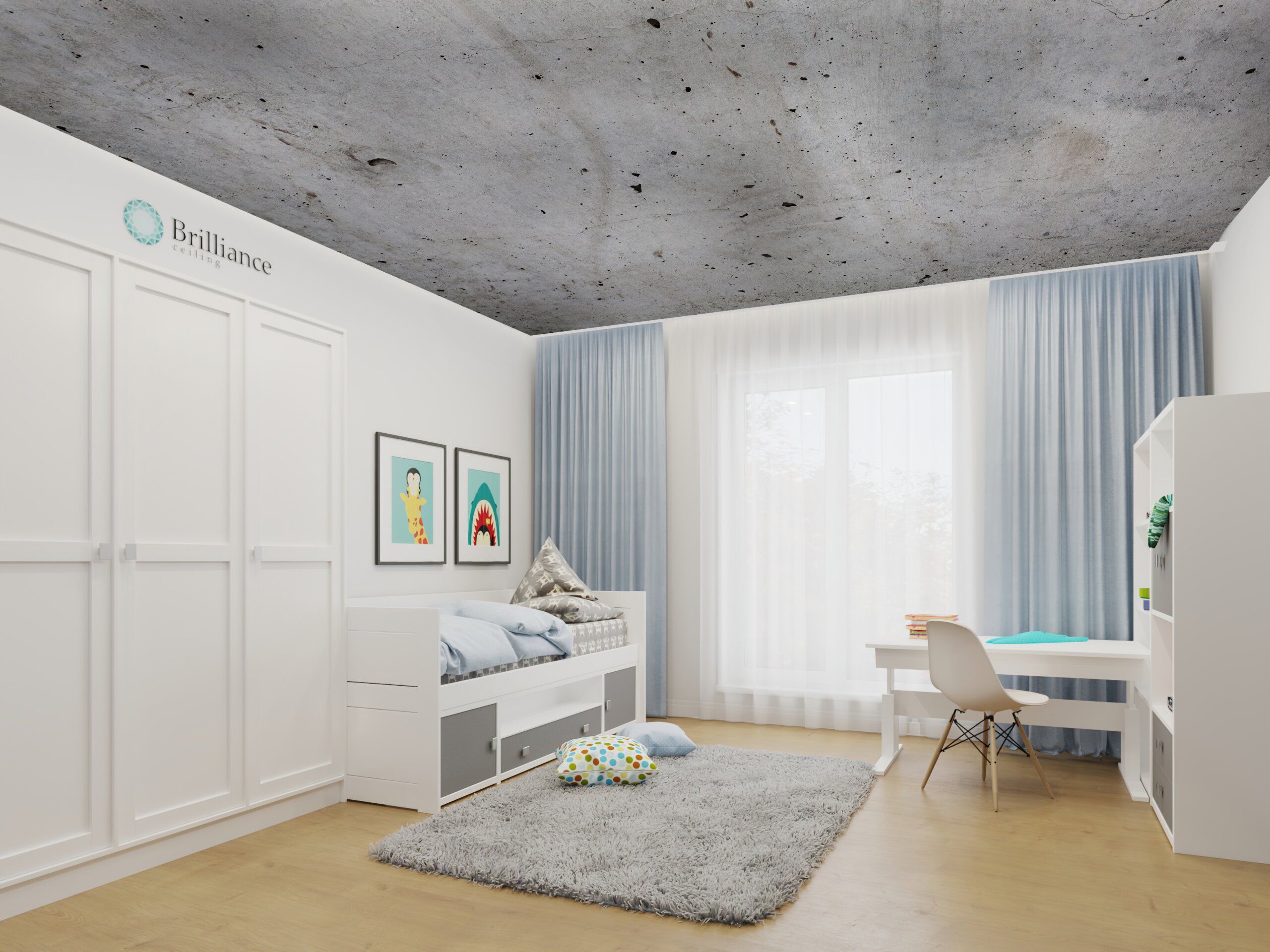 Children room whiteout ceiling