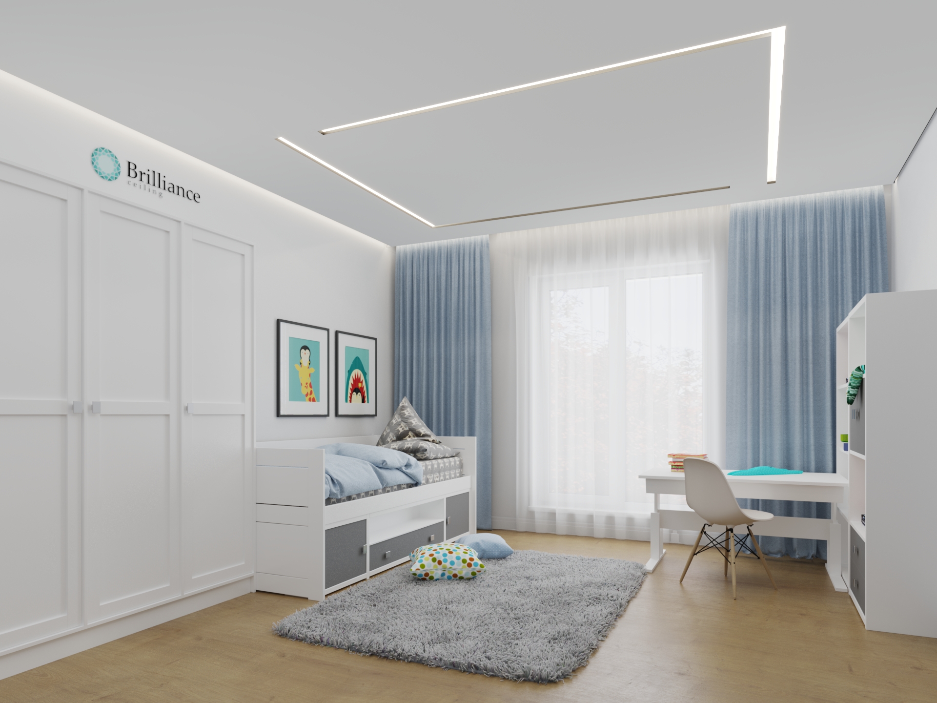 Children room with streched ceiling